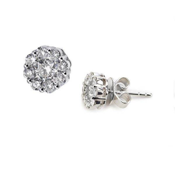 Classic .50 Carat Total Diamond Floral Studs In White Gold