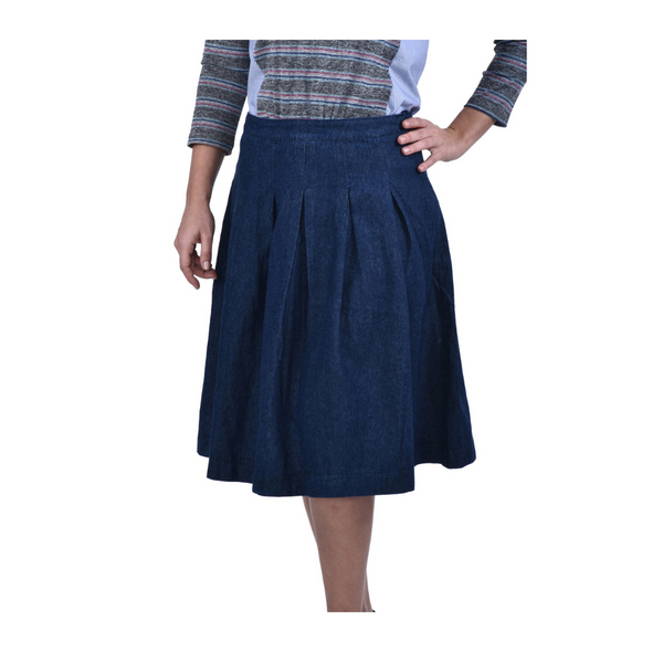 Denim Pleat Skirt