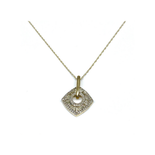 1/2 ct. Colgante TW Baguette de diamantes en oro amarillo