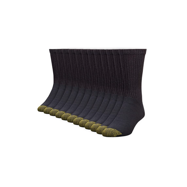 12 Pack Of Gold Toe Men’s 656S Cotton Crew Athletic Socks