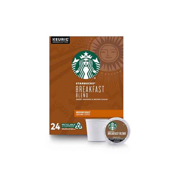 24 Starbucks Breakfast Blend Coffee K-Cup Pods
