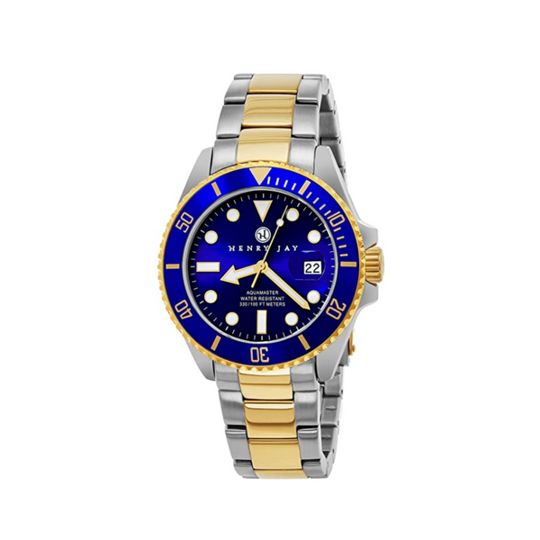 2 Henry Jay Mens 23K Gold Plated Two Tone Stainless Steel Watches