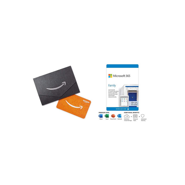 Suscripción familiar de 12 meses a Microsoft 365 con renovación automática + tarjeta de regalo de Amazon de $50