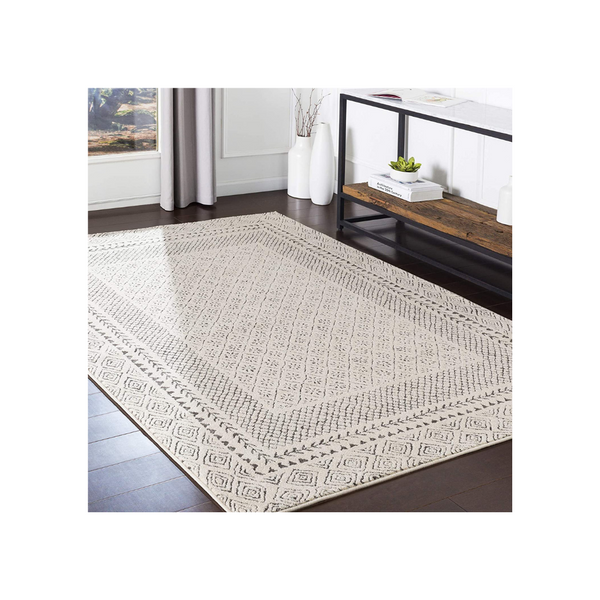 Alfombra bohemia color beige Art of Knot Salma de 5'3" x 7'3"