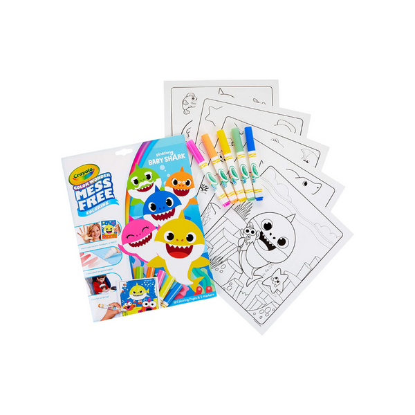 Crayola Baby Shark Wonder Pages, regalo para colorear sin ensuciar