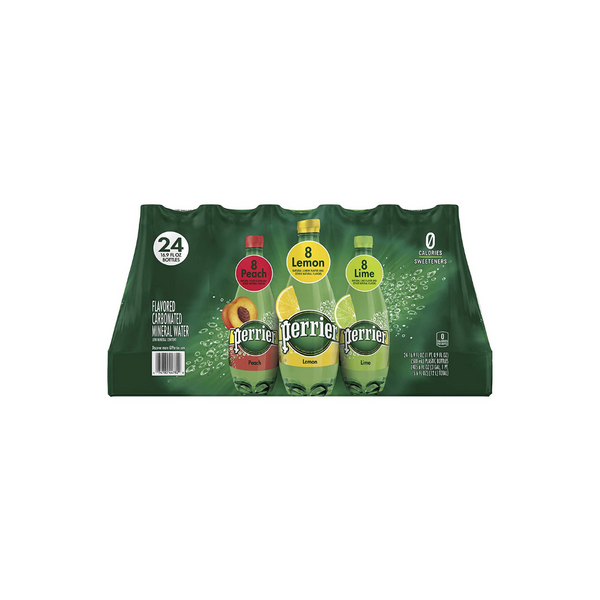 24 Bottles Of Perrier Carbonated Assorted Flavors Mineral Water