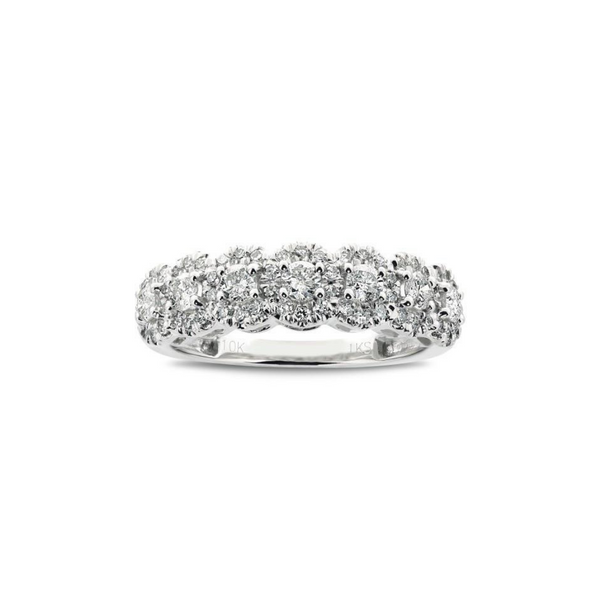 Beautiful 1/2 CT. T.W. Cluster Diamond Seven Stone Band in White Gold