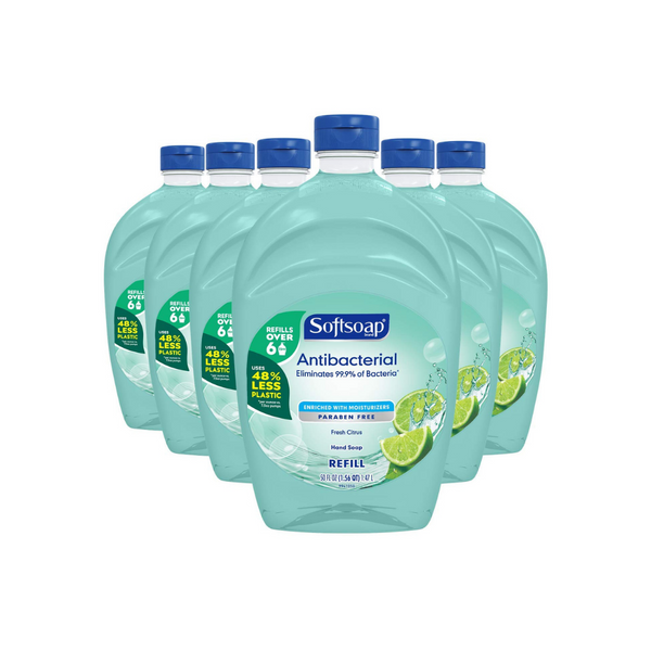 6 botellas enormes de recambios de jabón líquido para manos antibacteriano Softsoap