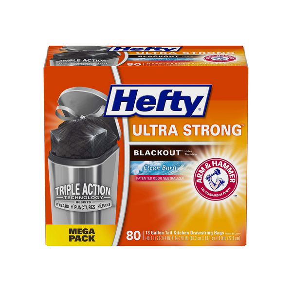 80 Hefty Ultra Strong 13 Gallon Tall Kitchen Trash Bags