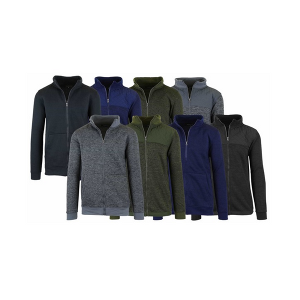 3 Men's Marled Fleece Zip Sweaters
