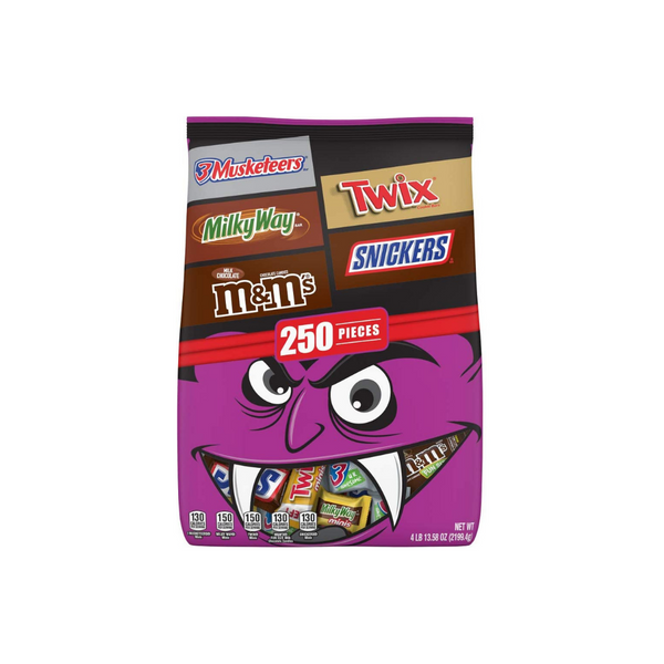 250 Pack M&M’S, Snickers, Twix, 3 Musketeers, And Milky Way Chocolate Candy Variety Mix