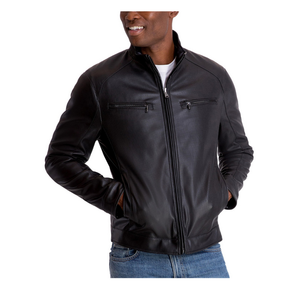 Michael Kors Men's Perforated Faux Leather Moto Jacket
