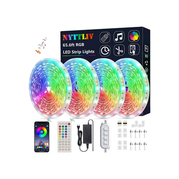 65.6 Foot LED Strip Lights With Music Sync
