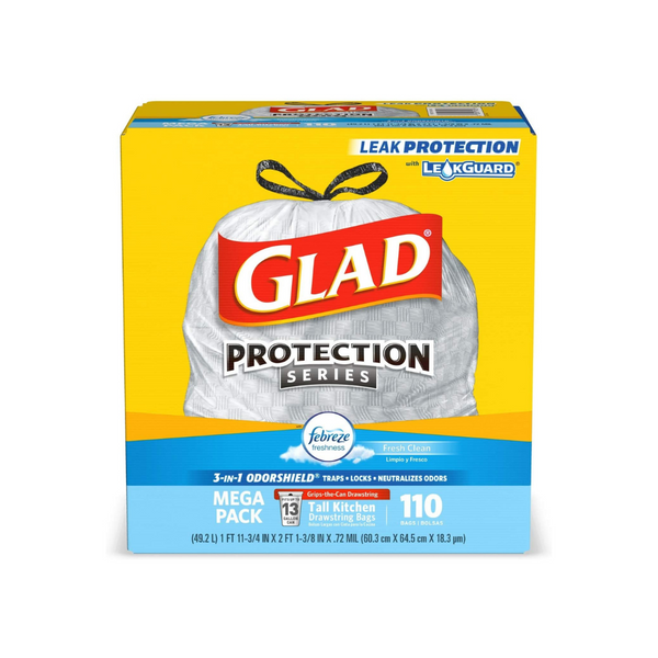110 Glad Tall Kitchen 13 Gallon Drawstring Trash Bags
