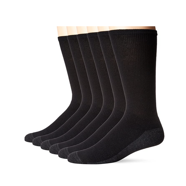 6 Pairs Of Hanes ComfortBlend Crew Max Men's Cushion Socks