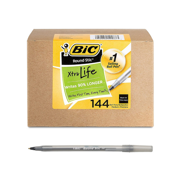 144 bolígrafos BIC Round Stic Xtra Life