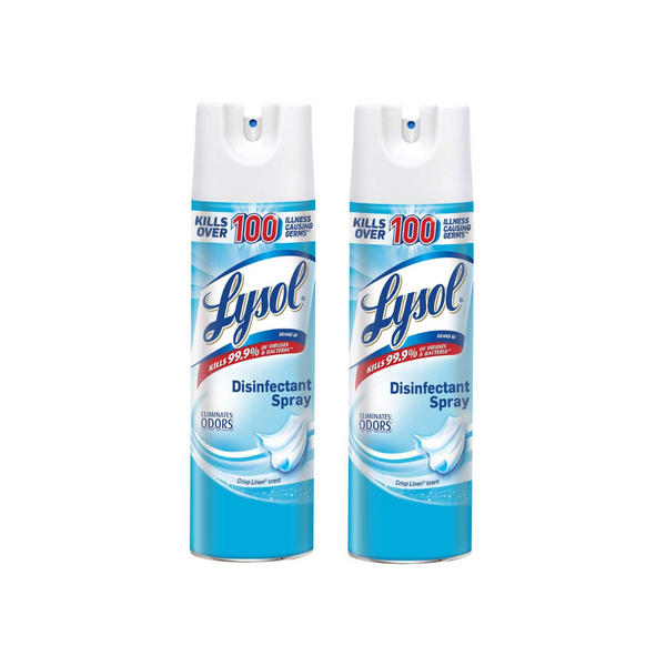 2 Bottles Of Lysol Disinfectant Spray Crisp Linen