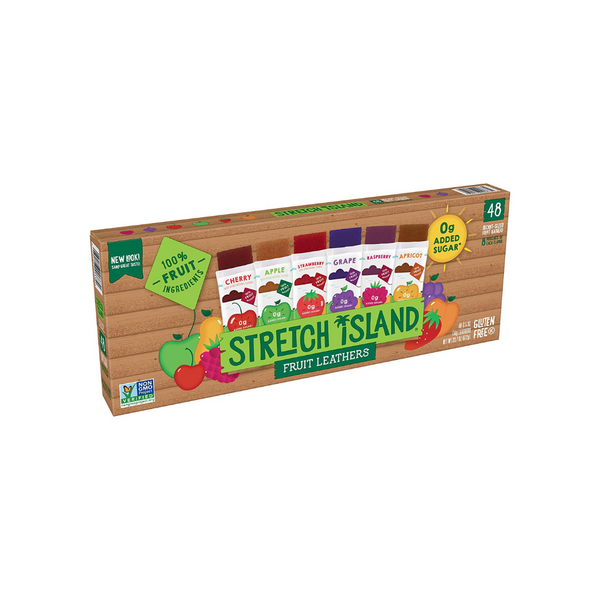 Paquete variado de 48 bocadillos de cuero de frutas Stretch Island