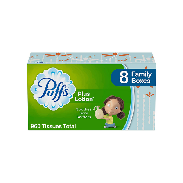8 Family Boxes Of Puffs Plus Lotion Facial Tissues