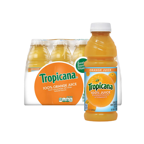 12 botellas de jugo de naranja Tropicana