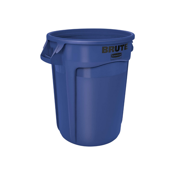 Bote de basura redondo resistente comercial Rubbermaid de 32 galones (azul)