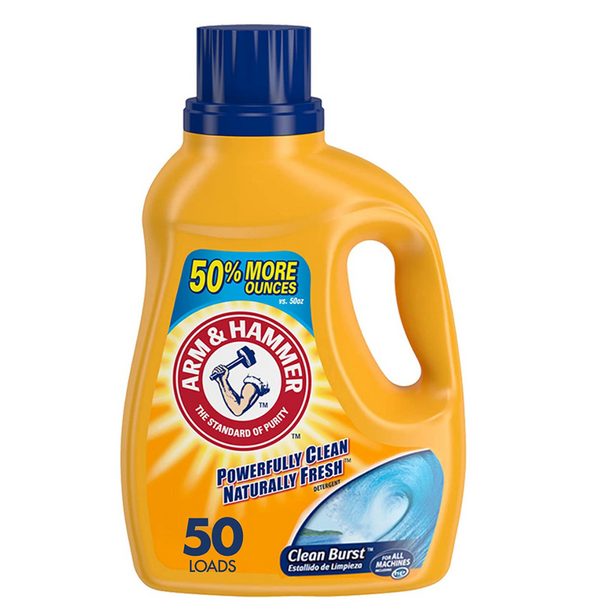 Arm &amp; Hammer Clean Burst 50 cargas Detergente líquido para ropa
