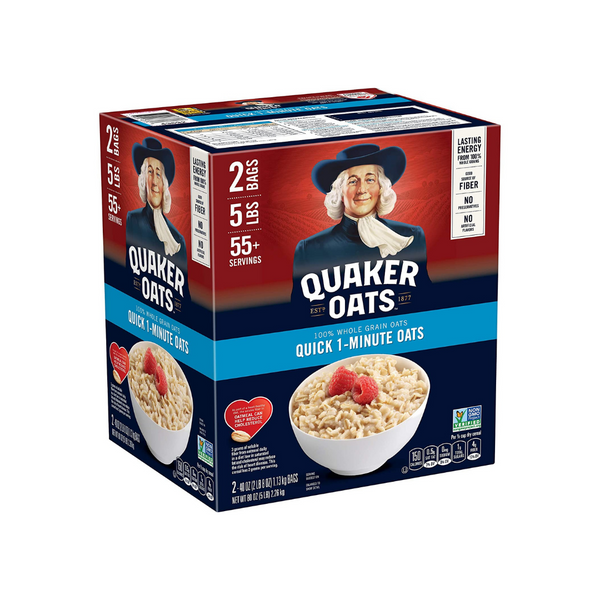 Two 40oz Bags Of Quaker Oats Quick 1-Minute Oatmeal
