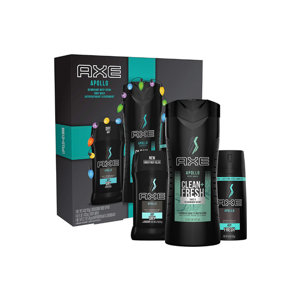 Set de regalo AXE Apollo con spray corporal, desodorante en barra y gel de baño