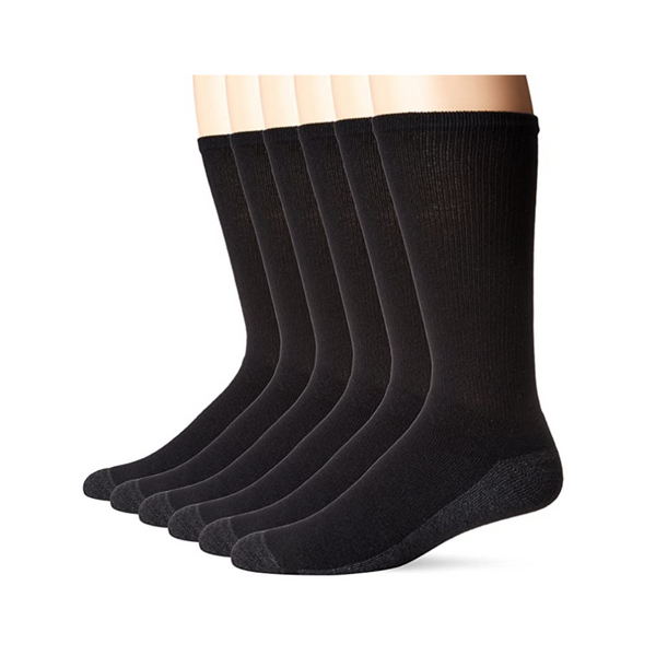 6 Pairs Of Hanes Men's ComfortBlend Max Cushion Crew Socks
