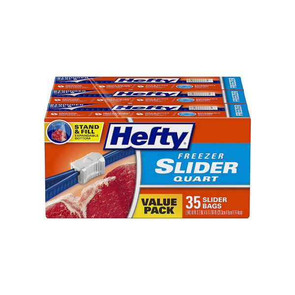 105 Hefty Slider Freezer Storage Quart Bags
