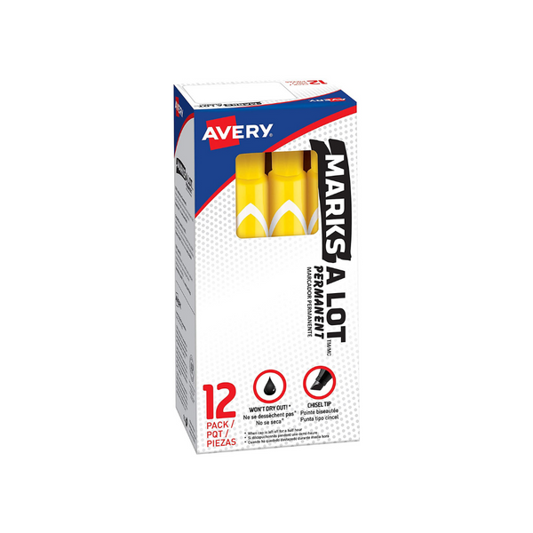12 Avery Marks-A-Lot Yellow Permanent Markers