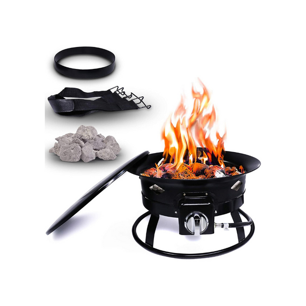 PROPANE FIRE PIT BLOW OUT!  Portable Outdoor Propane Fire Pit with Carry Kit, & Lava Rock