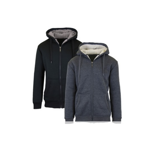 Set Of 2 Sherpa Lined Fleece Hoodies