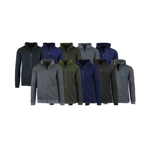 Set of 3 Men's Marled Fleece Zip Sweaters