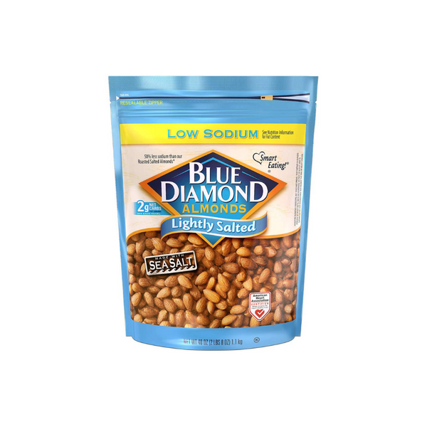 Blue Diamond Almendras con sal marina ligeramente saladas, bolsa de 40 oz