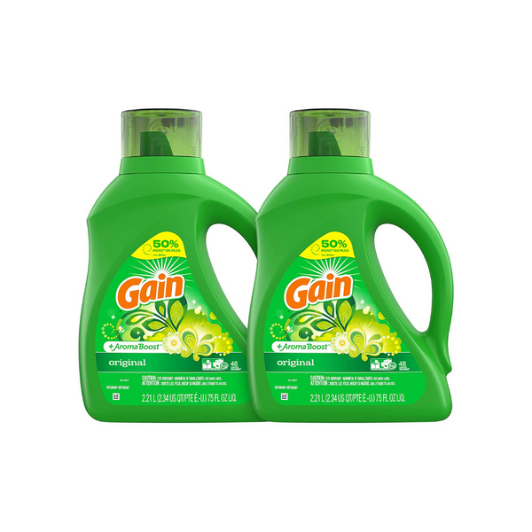 2 Bottles Of Gain Laundry Detergent Liquid Plus Aroma Boost