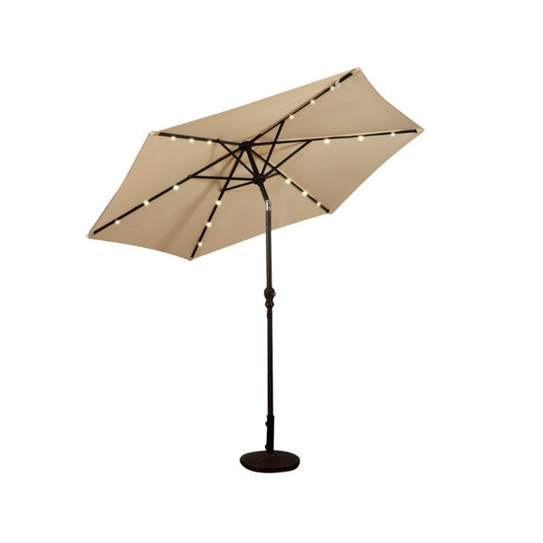 9FT Solar LED Patio Umbrella Steel Tilt With Crank