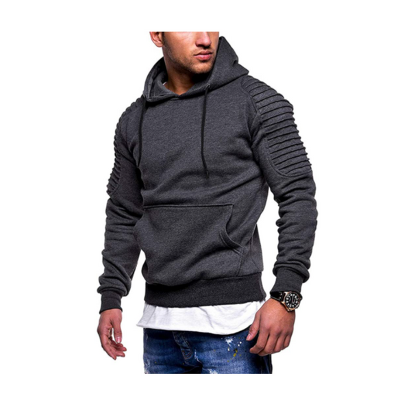 Men's Slim Fit Pleated Raglan Sleeve Stripe Hoodies