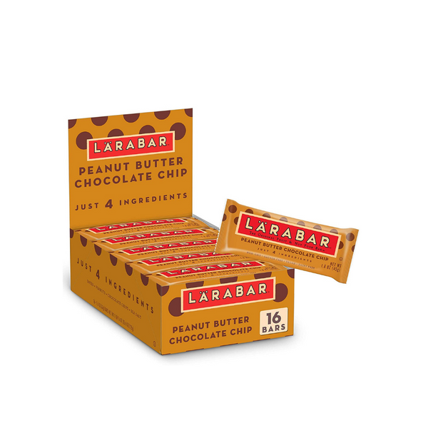 16 barras sin gluten Larabar, barras con chispas de chocolate y mantequilla de maní
