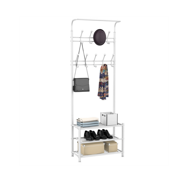 Multipurpose Entryway Hall Tree with 3-Tier Shoe Rack