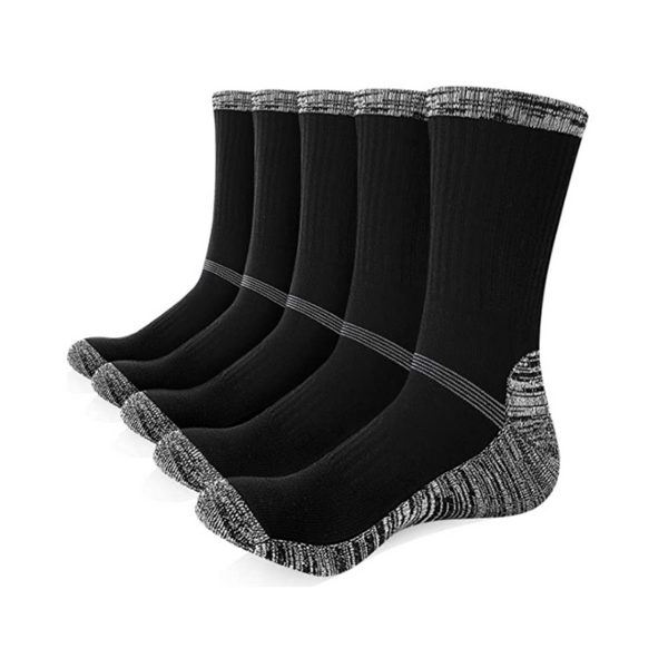 5 Pairs Of Men's Cushion Crew Socks (2 Styles)
