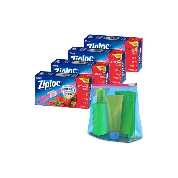 160 Ziploc Slider Storage Quart Bags With New Power Shield Technology