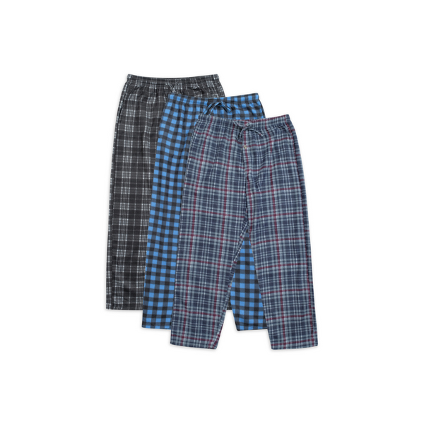 Real Essentials - Pack de 3 pantalones de pijama de forro polar para hombre (7 estilos)