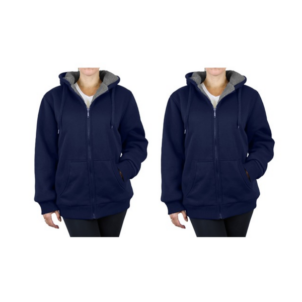 Set Of 2 Women's Loose Fit Sherpa Hoodies