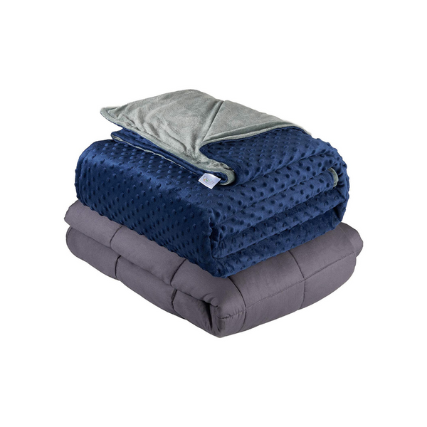 Quility Weighted Blanket for Adults - Queen Size,  20 lbs  - Grey, Navy Cover