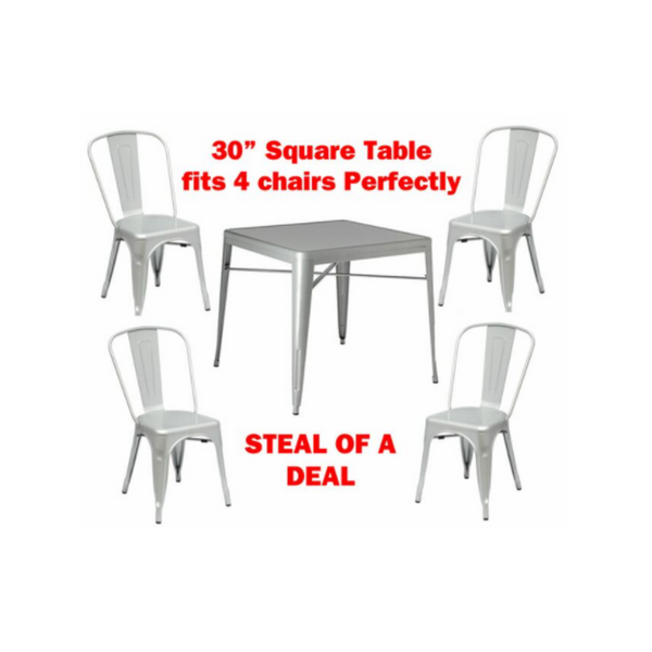 Tolix Dining Table with 4 dining Chairs Set