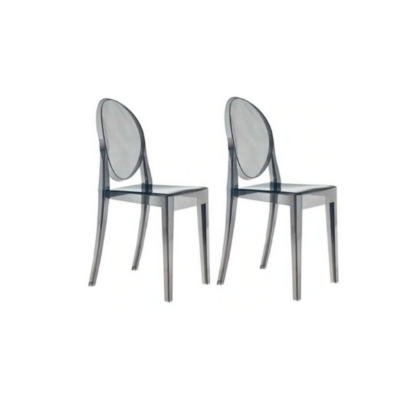 Clear Ghost Side Chair, Smoke Set of 2