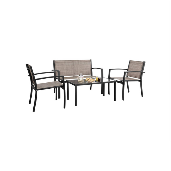 Juego de muebles de patio exterior de 4 piezas (3 colores)
