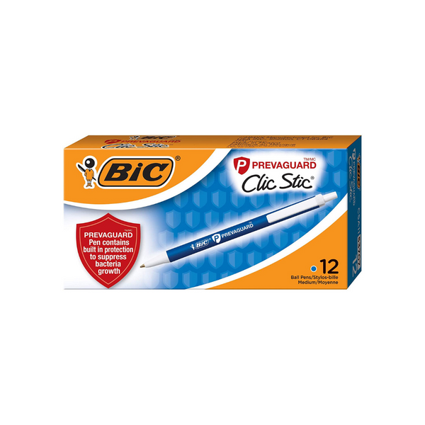 12 Pack Of BIC PrevaGuard Clic Stic Ballpoint Pens