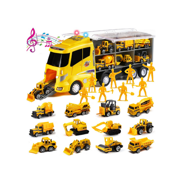 20 in 1 Die Cast Construction Truck with Sounds and Flashing Headlights